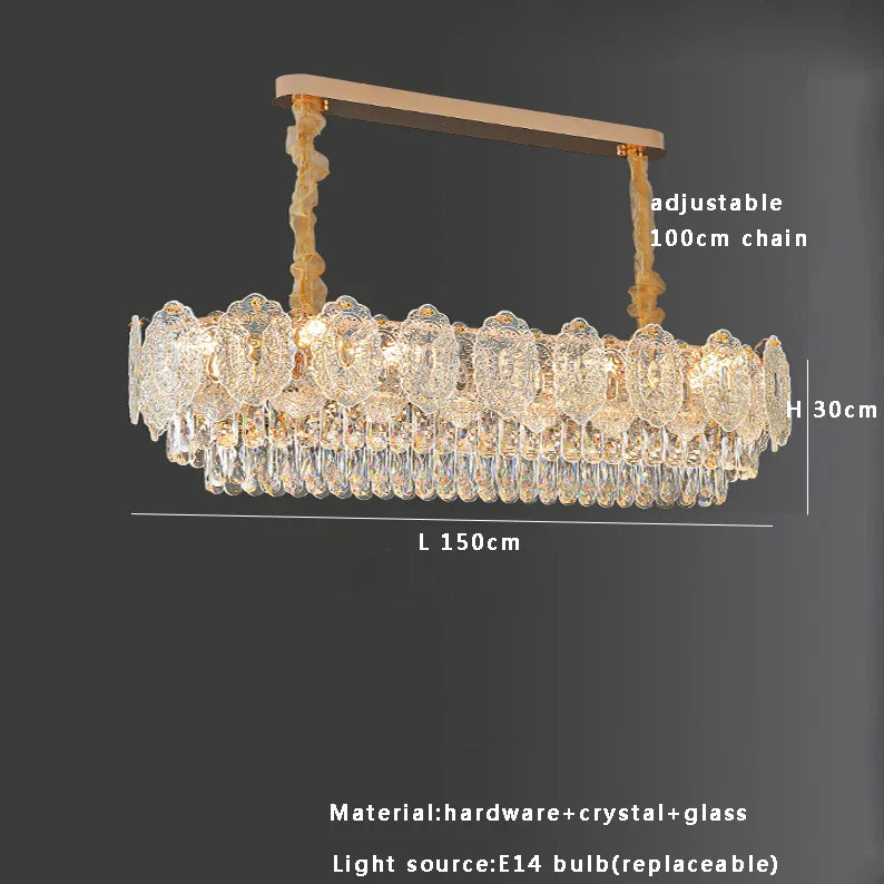Lámpara de mesa de comedor de cristal dorado Decorbites™ | Luces de colgante de cristal redondo moderno