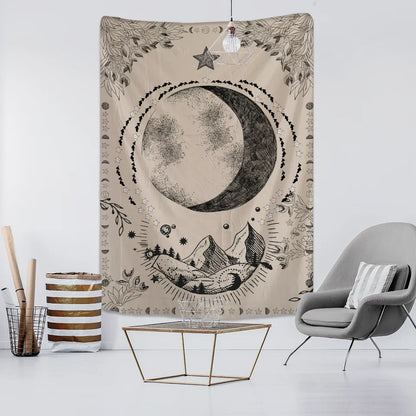 Moon Tarot Tapestry Wall Hanging for Psychedelic Witchcraft Vibe - Decobites Mandala Art Tapestry