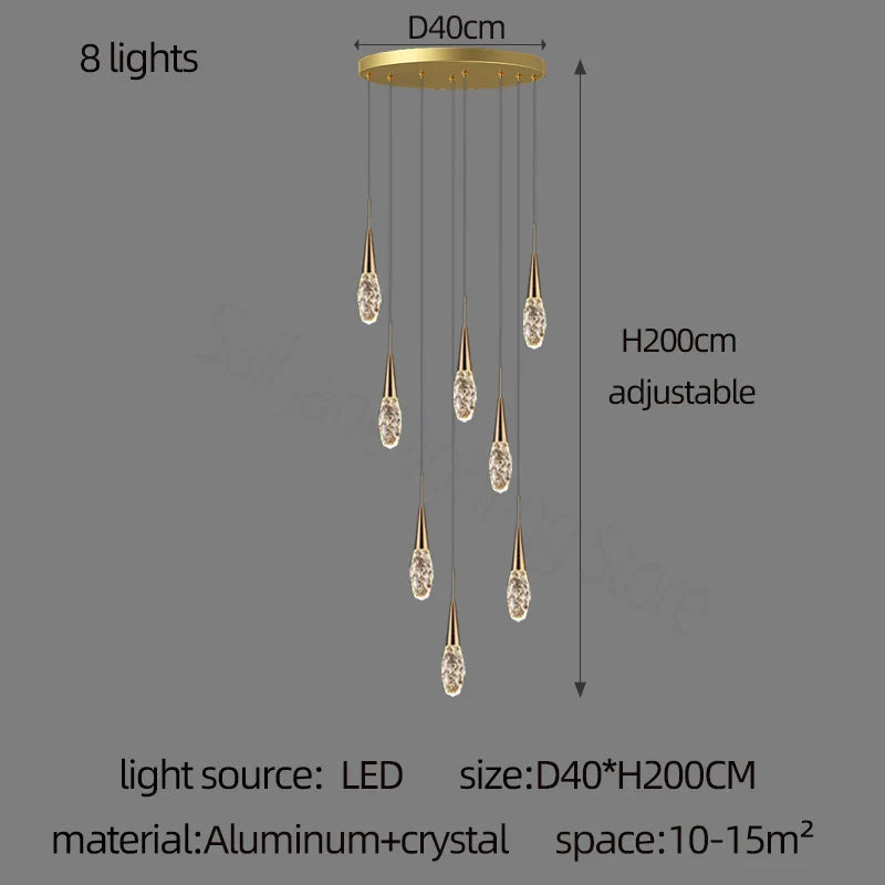 DecorBites™ Diamond Crystal Chandelier - Gold Interior Designer Living Room Lamp