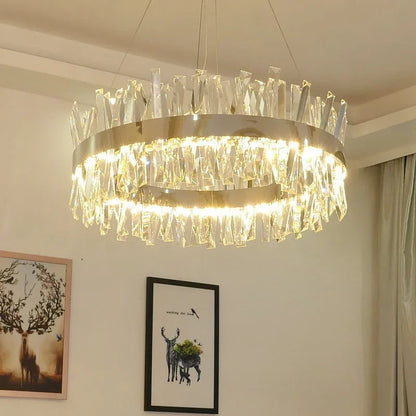 DecorBites™ Crystal Chandelier: Modern LED Chrome Gold Lighting for Living Room Bedroom Kitchen