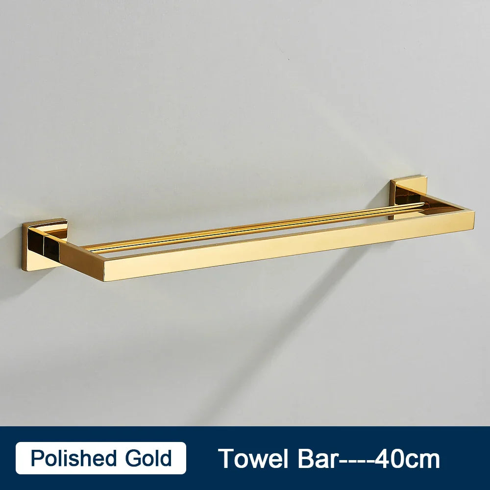 Toallero DecorBites™ negro de 40 cm, acero inoxidable SUS304, moderno, dorado, para montaje en pared