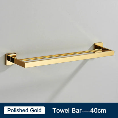 Toallero DecorBites™ negro de 40 cm, acero inoxidable SUS304, moderno, dorado, para montaje en pared