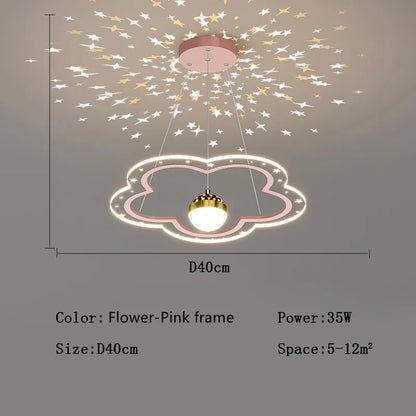 DecorBites™ Cloud Flower LED Chandelier: Modern Starry Sky Decor for Kid's Bedroom and Study Hall