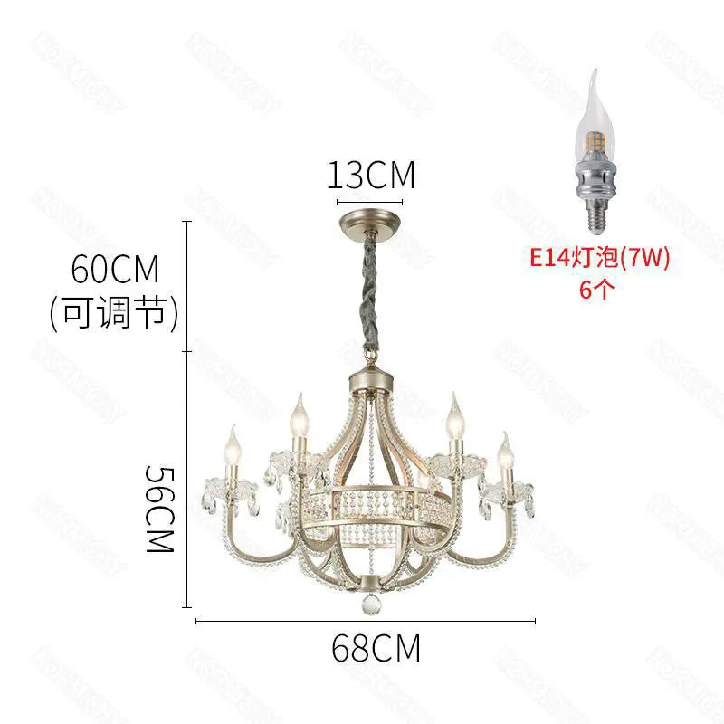 DecorBites™ Crystal Chandelier: Elegant France Chrome Pendent Lamp for Living Room, Dining Room, Bedroom