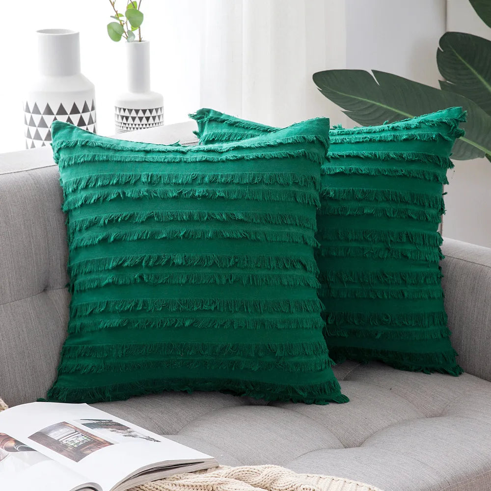 DecorBites™ Boho Chic Tassel Striped Pillow Covers for Home Decor