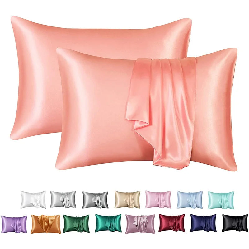 Decobites Silky Satin Pillowcase: Soft, Comfortable, High-End Solid King Queen Pillow Cover