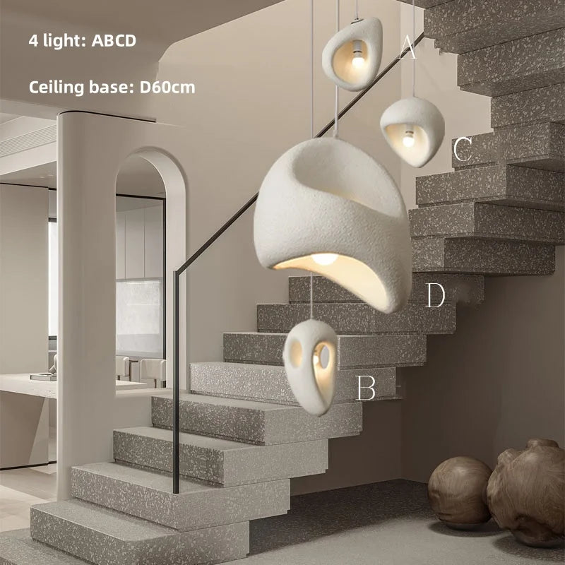 Wabi Sabi Irregular White Pendant Light, E27