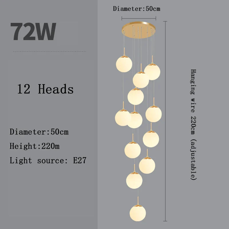 Nordic Glass Staircase Chandelier Pendant Light