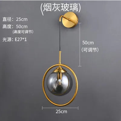 مصباح حائط LED على شكل كرة زجاجية من DecorBites™: شمعدان مرآة حمام عصري من الشمال، إضاءة ديكورية كلاسيكية