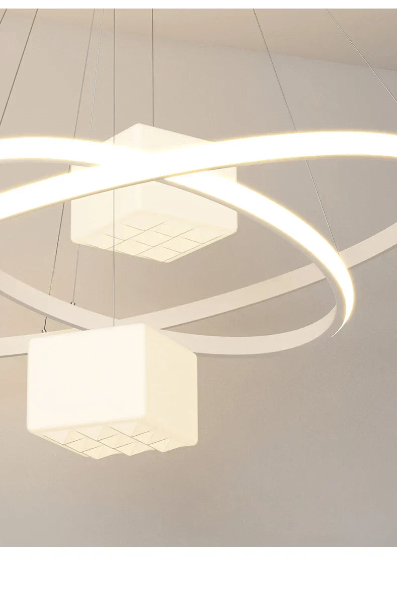 DecorBites™ LED Chandelier: Modern Living Room Kitchen Hanging Light, White Indoor Lighting Fixture