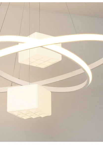 DecorBites™ LED Chandelier: Modern White Hanging Light for Living Room Kitchen, Indoor Decor Lamps
