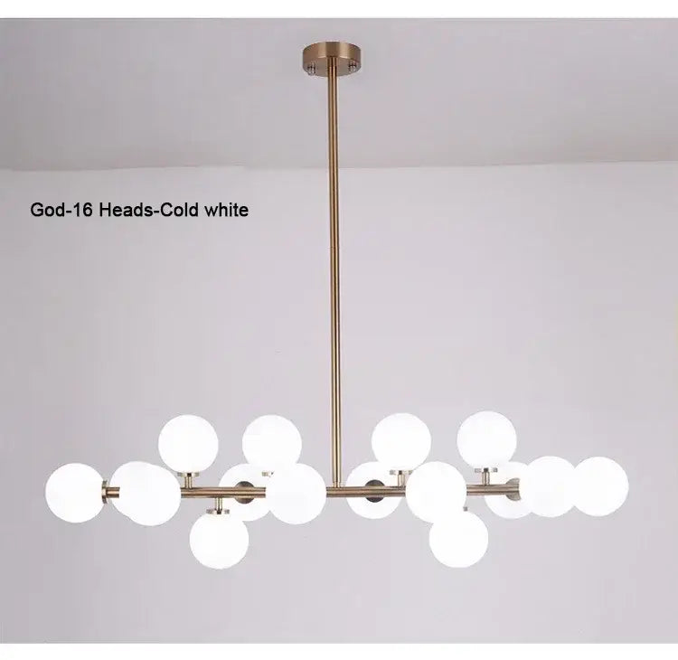 DecorBites™ Contemporary Black and Gold Chandelier - White Glass Ball