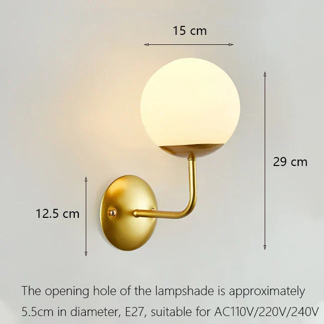 DecorBites™ Iron Wall Lamp with Glass Ball, Elegant Sconce Light for Home Stairs and Reading