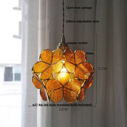 DecorBites™ Glass Flower LED Pendant Light Fixture for Modern Luxury Home Decor