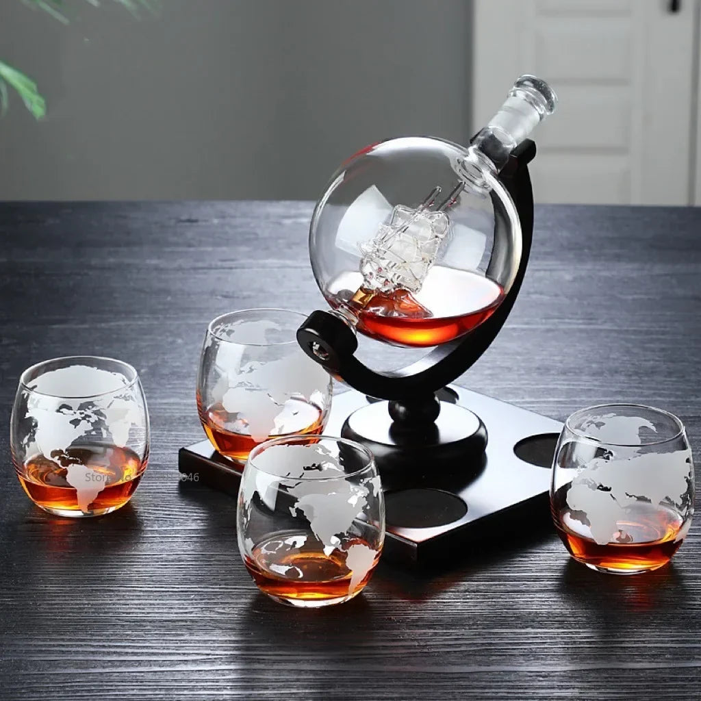 DecorBites™ Earth Decanter Set Whiskey Red Wine Glass Creative Craft Decoration
