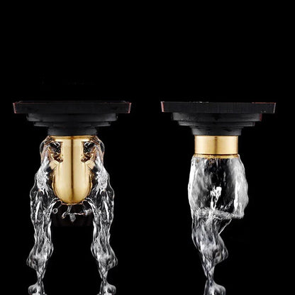 DecorBites™ Brass Square Shower Room Floor Drain with Hair Strainer - 10*10cm