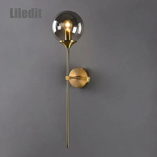 DecorBites™ Golden Glass Ball Wall Lamp: Modern Nordic Style Bedside & Living Room Lighting