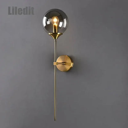 DecorBites™ Golden Glass Ball Wall Sconce: Modern Nordic Metal Lighting for Living Room