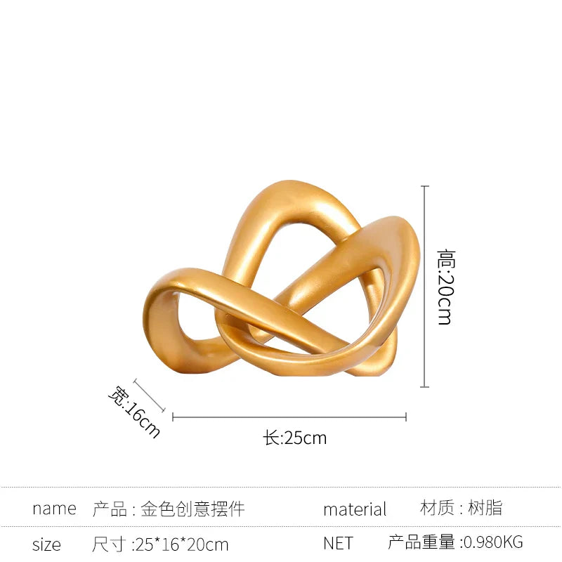 DecorBites™ Golden Ring Black and White Striped Abstract Resin Figurines Home Decor