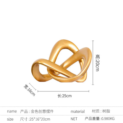 DecorBites™ Golden Ring Black and White Striped Abstract Resin Figurines Home Decor