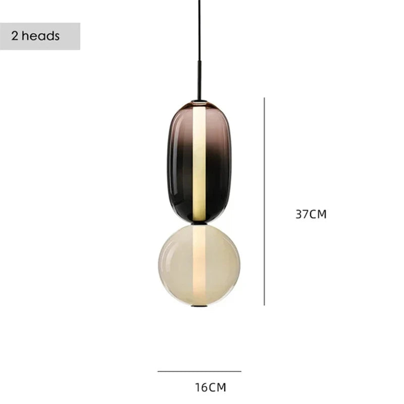 Italian Candy Glass Pendant Light in Black or White