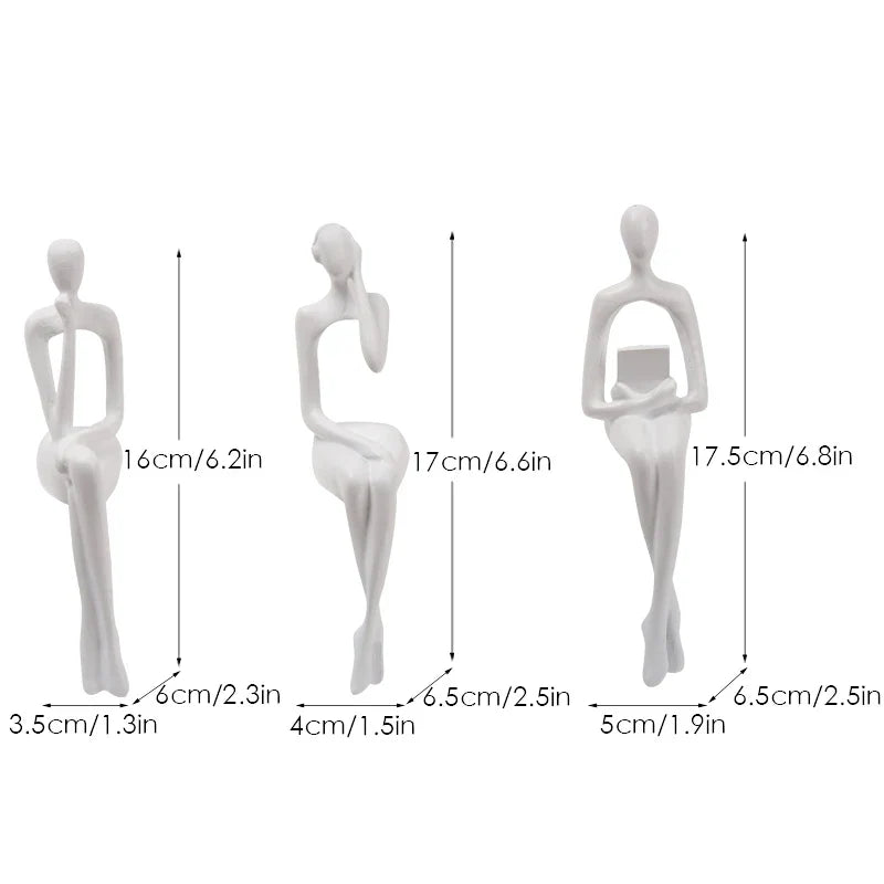 مجموعة من 3 تماثيل تجريدية من DecorBites™ - منحوتات فنية حديثة للمنزل والمكتب