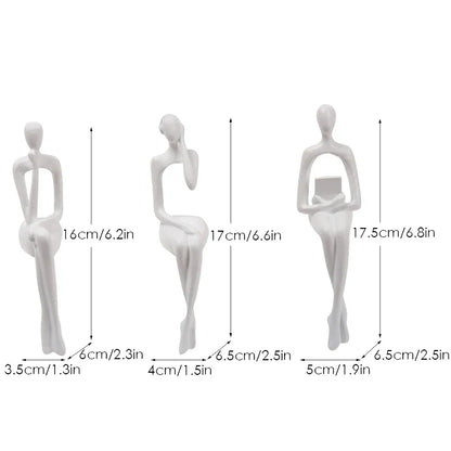 مجموعة من 3 تماثيل تجريدية من DecorBites™ - منحوتات فنية حديثة للمنزل والمكتب