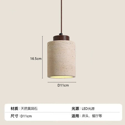 Modern Travertine Stone Pendant Light In Beige