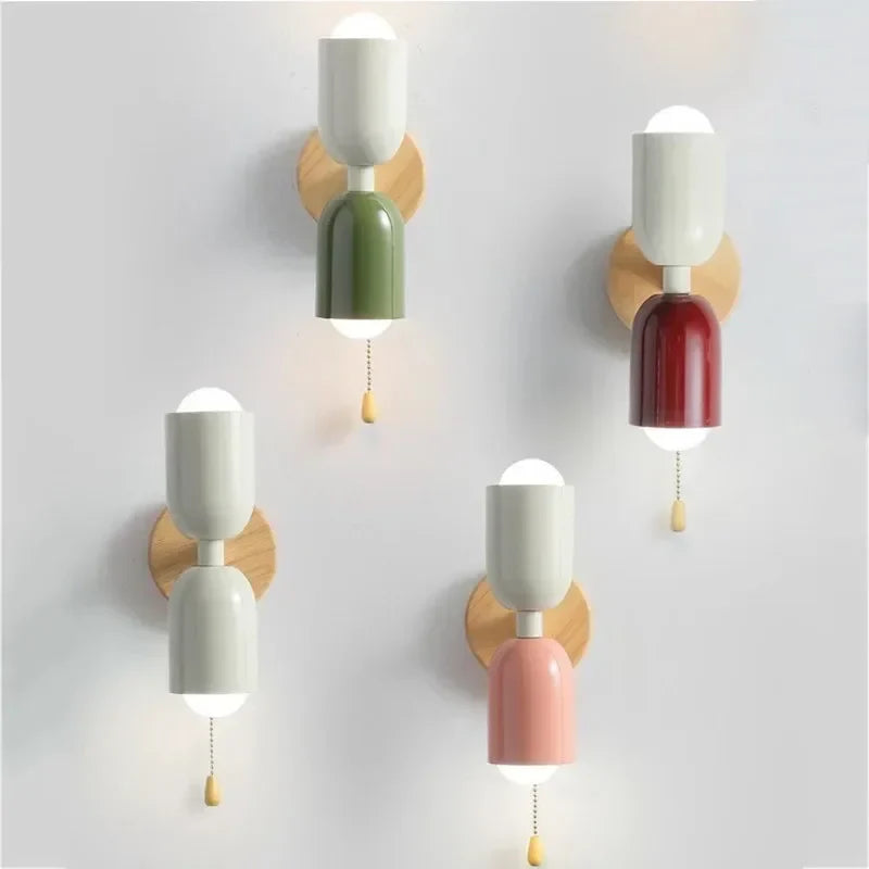 DecorBites™ Cream Zipper Nordic Wooden Wall Lamp: Minimalist Indoor Lighting for Bedroom and Living Room