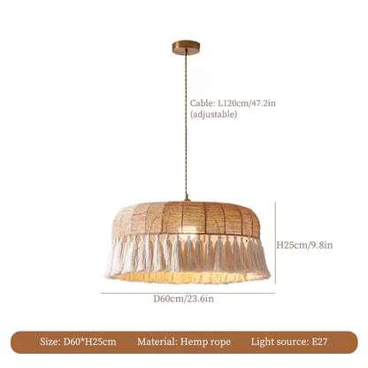 DecorBites™ Hemp Rope Ceiling Chandelier: Japanese-Inspired Twine Pendant Lights for Home Decor