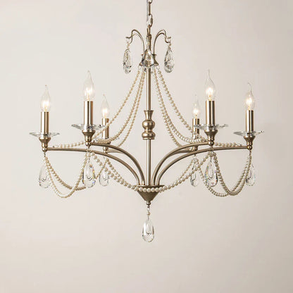 DecorBites™ French Retro Pearl Crystal Chandelier for Home Dining Room Villa Luxury Decor