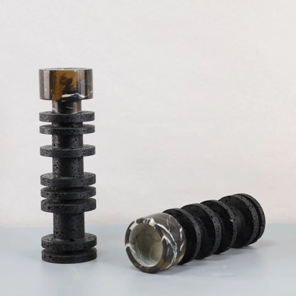 حامل شموع من الرخام الأسود من DecorBites™ لقطع مركزية أنيقة للطاولة