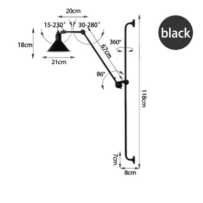 DecorBites™ Industrial Iron Swing Arm Wall Lamp for Bedroom, Living Room, Office Decor