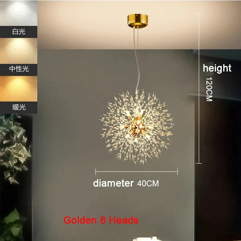Modern Dandelion Starburst Pendant Light In Chrome