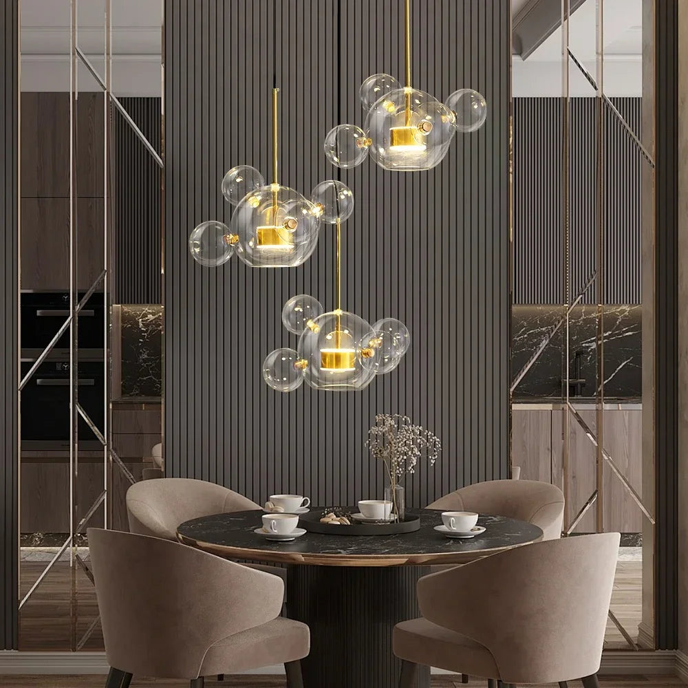 Artpad Nordic Modern Chandelier Lighting Glass Bubble Dinging Room LED Chandelier Living Room Hanging Lamps for Kitchen