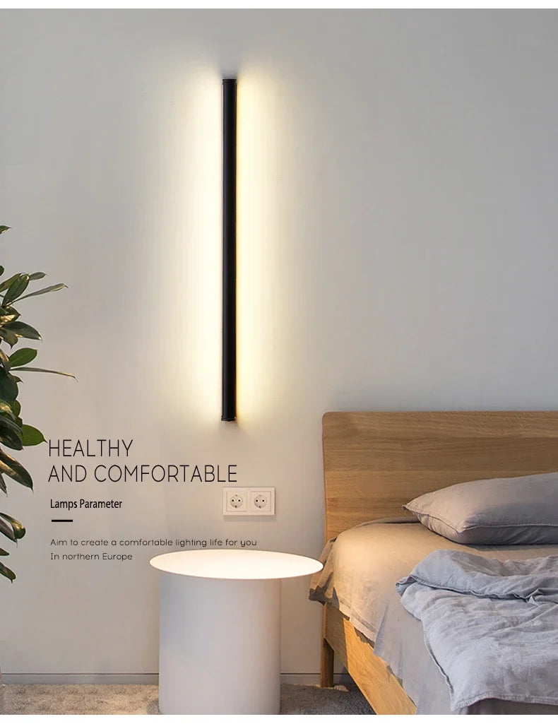 DecorBites™ Black Gold LED Strip Wall Lights for Dining & Living Room Modern Minimalist Design