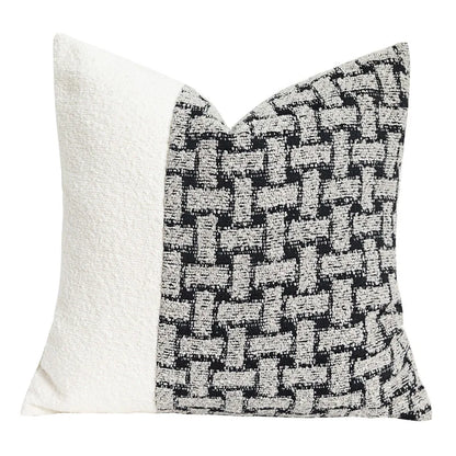 DecorBites™ Caramel Color Velvet Sofa Pillowcase with Geometric Panelled Cushion Cover