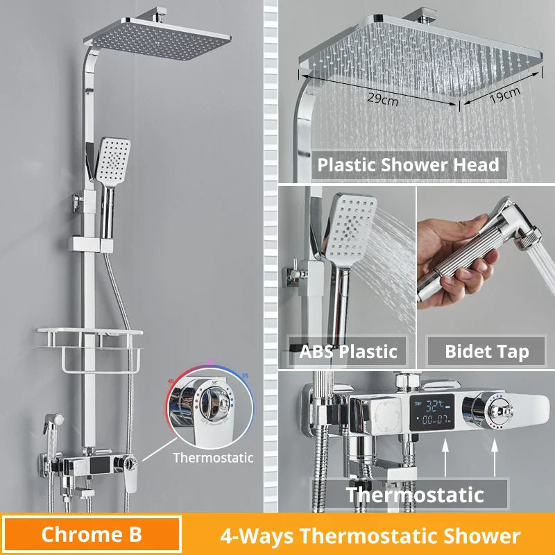 DecorBites™ Digital Display Shower Faucet Set with Rain Shower Head