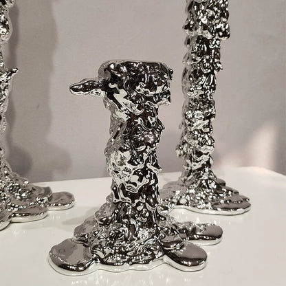 DecorBites™ Golden Candlestick Holder Resin Plated Melt Shape for Wedding & Home Decor