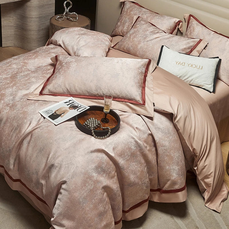 Decobites Luxury Yarn-dyed Jacquard Bedding Set: Duvet, Sheet, Pillowcases