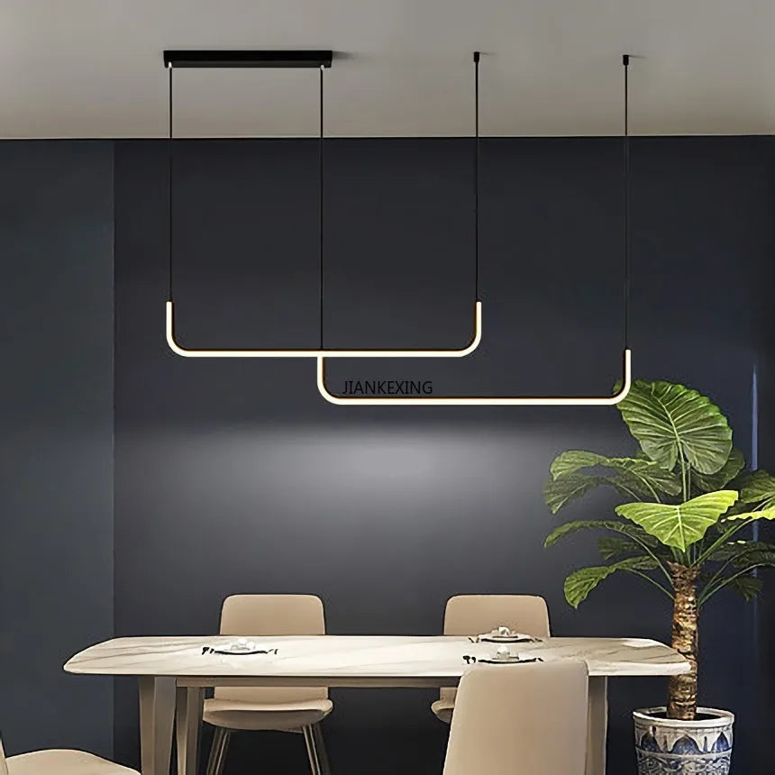 DecorBites™ LED Chandelier: Modern Black Gold Dimmable Lighting for Dining Room, Kitchen Table
