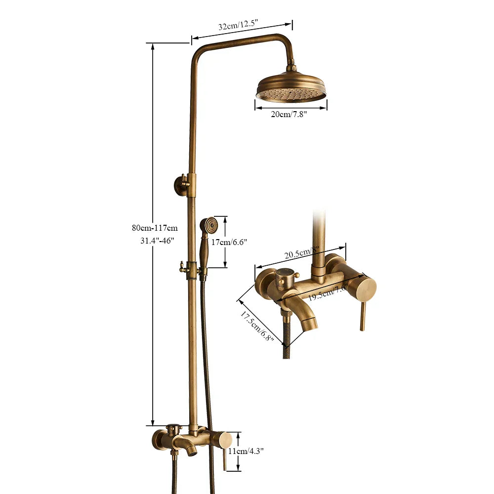 DecorBites™ Brass Handheld Rainfall Shower Wall-mounted Hot Cold Water Mixer System