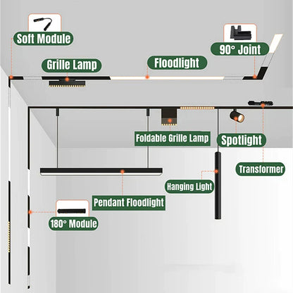 DecorBites™ LED Magnetic Track Light Dimmable Bluetooth Control Grille Spot Lighting