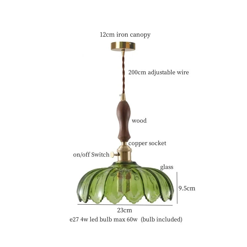 DecorBites™ Green Glass LED Pendant Lights - Nordic Minimalist Style for Bedroom, Living Room