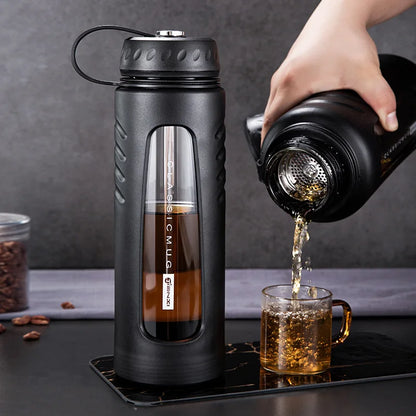 Vaso de agua de vidrio aislante de doble capa DecorBites™ | Taza de té resistente al calor de gran capacidad