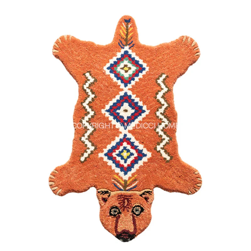 DecorBites™ Boho Black Bear Rug 80x120cm: Hand Tufted Animal Shaped Area Carpet