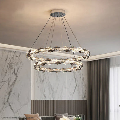 DecorBites™ Crystal Chandelier for Luxury Living Spaces ★ Modern Duplex Ring Light Fixtures