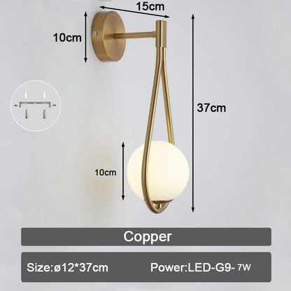 DecorBites™ Frosted Glass Ball LED Wall Lamp for Corridor, Aisle, and Bedroom