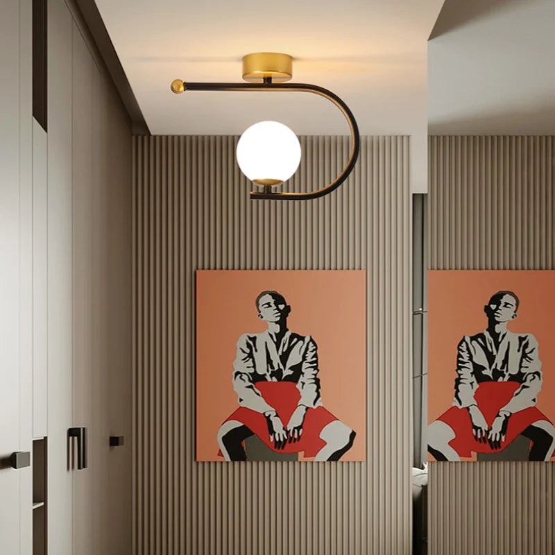 DecorBites™ Gold Glass LED Ceiling Light Simple Home Decor Living Room Bedroom Fixture