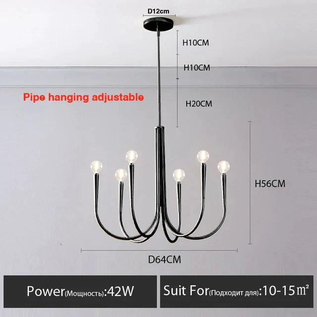 DecorBites™ Gold Chandelier: Modern Nordic Metal LED Lighting for Living Room, Kitchen, and Restaurant